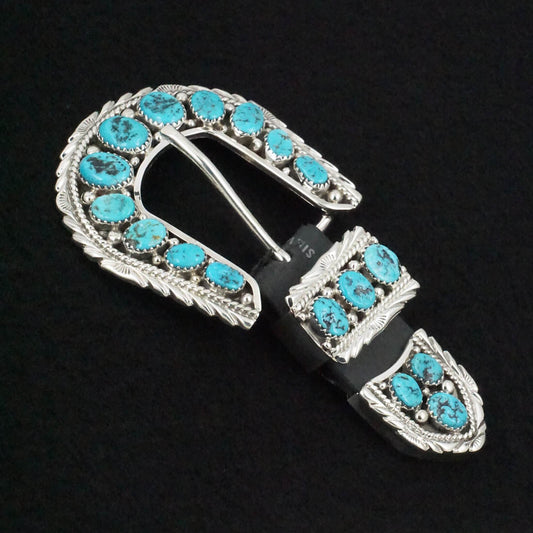 Martin Muskett Turquoise & Sterling Silver Belt Buckle Set