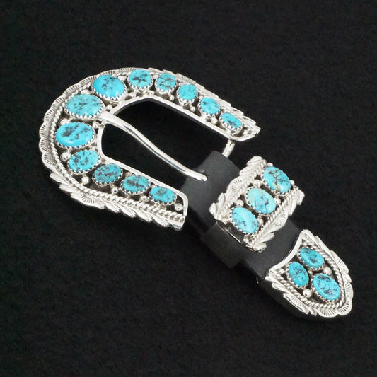 Martin Muskett Turquoise & Sterling Silver Belt Buckle Set