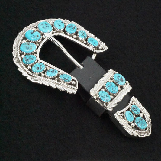 Martin Muskett Turquoise & Sterling Silver Belt Buckle Set
