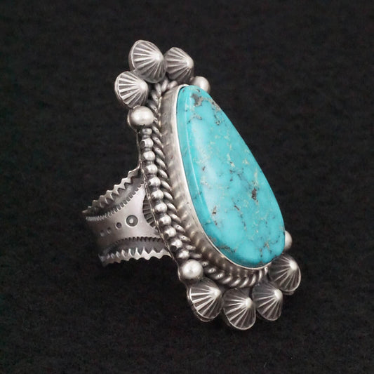Michael Calladitto Turquoise & Sterling Silver Ring Size 8