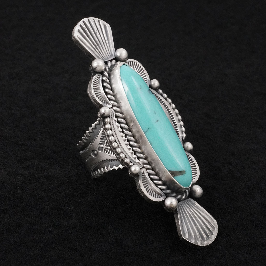 Michael Calladitto Turquoise & Sterling Silver Ring Size 8