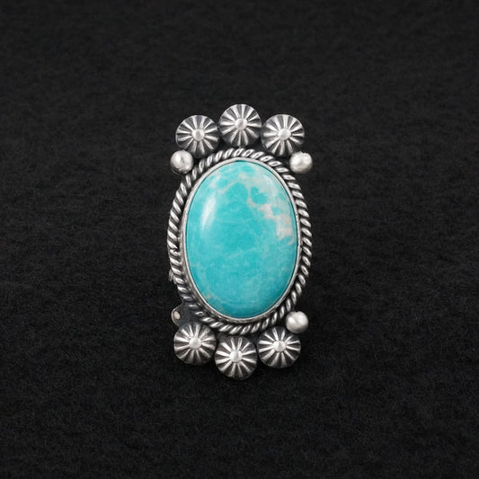 Michael Calladitto Turquoise & Sterling Silver Ring Size 7.5