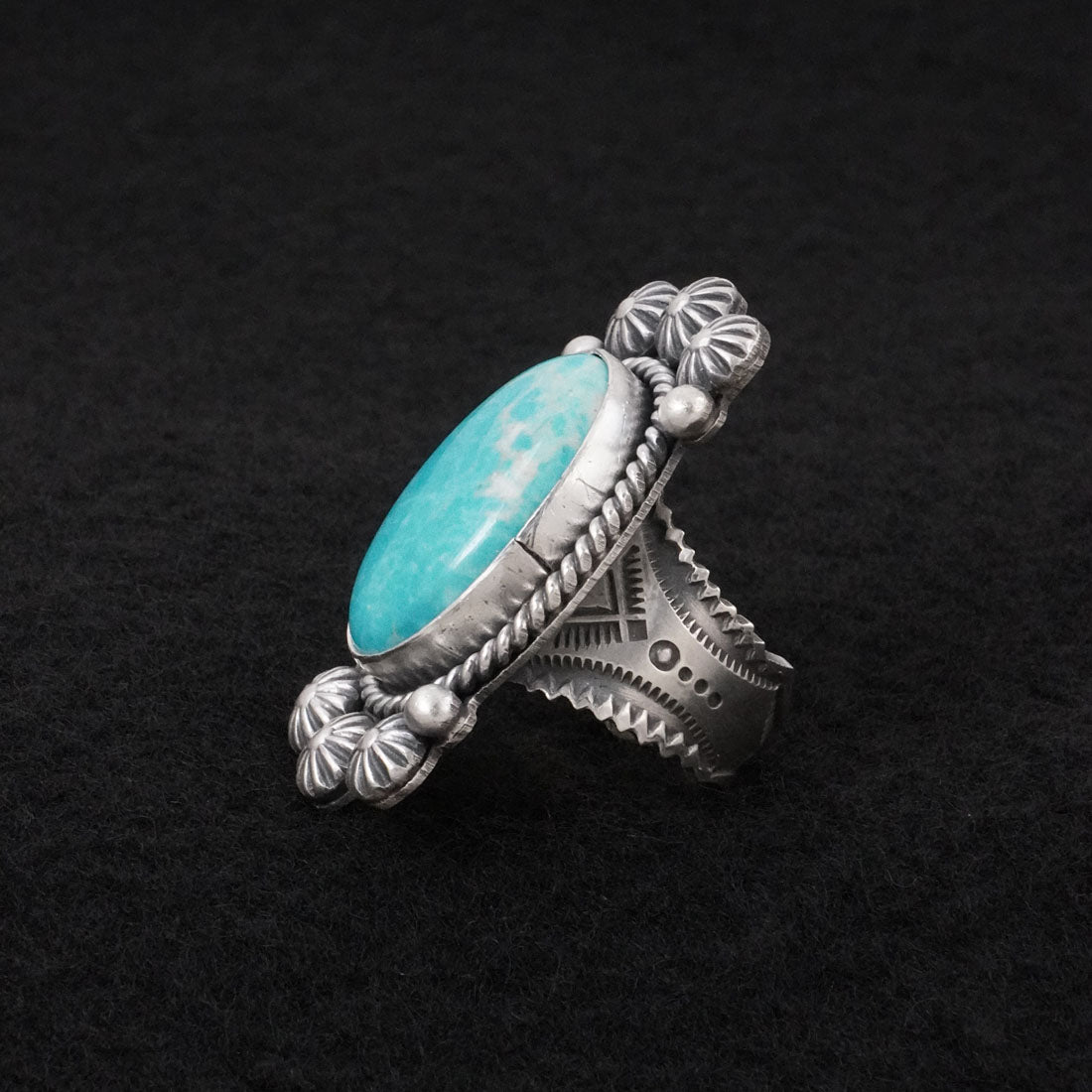 Michael Calladitto Turquoise & Sterling Silver Ring Size 7.5