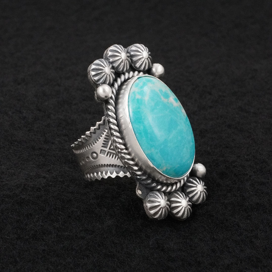 Michael Calladitto Turquoise & Sterling Silver Ring Size 7.5