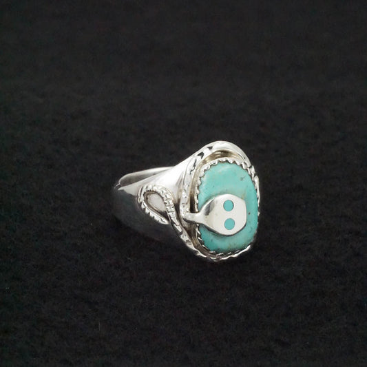 Joy Calavaza Turquoise & Sterling Silver Ring Sz. 8