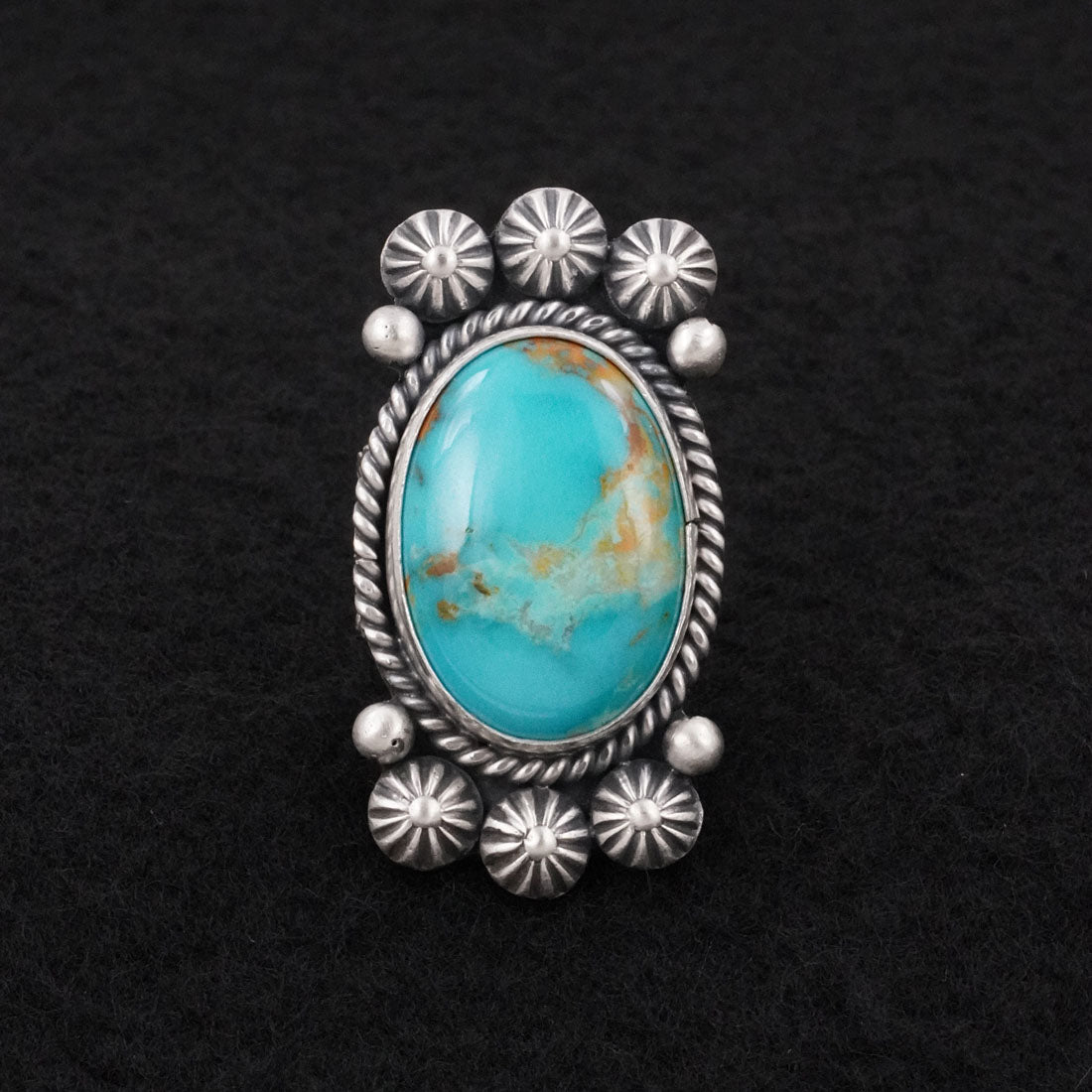 Michael Calladitto Turquoise & Sterling Silver Ring Size 7.5