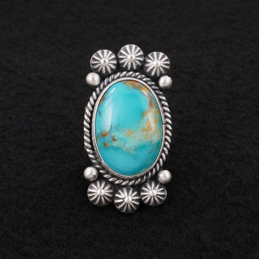 Michael Calladitto Turquoise & Sterling Silver Ring Size 7.5