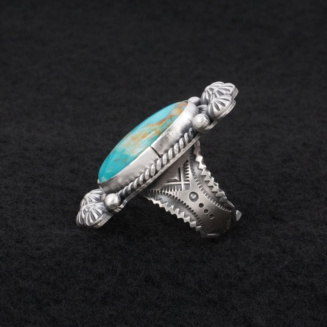 Michael Calladitto Turquoise & Sterling Silver Ring Size 7.5