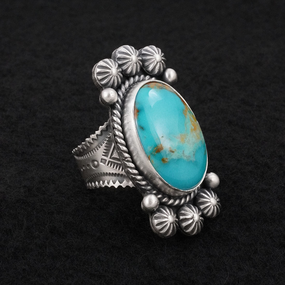 Michael Calladitto Turquoise & Sterling Silver Ring Size 7.5