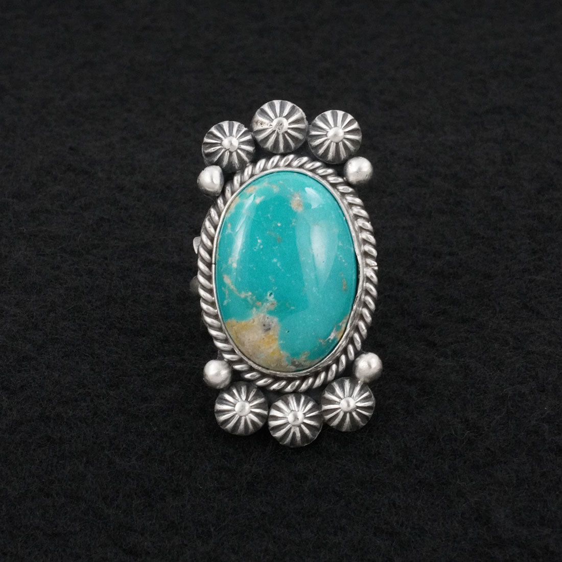 Michael Calladitto Turquoise & Sterling Silver Ring Size 7.5