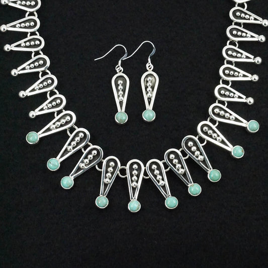 Jonathan Nez Turquoise & Sterling Silver Necklace & Earrings Set