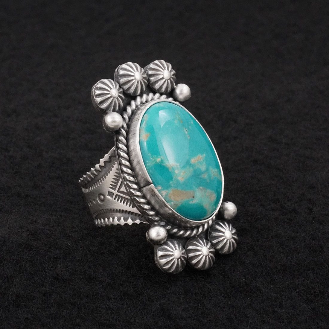 Michael Calladitto Turquoise & Sterling Silver Ring Size 8