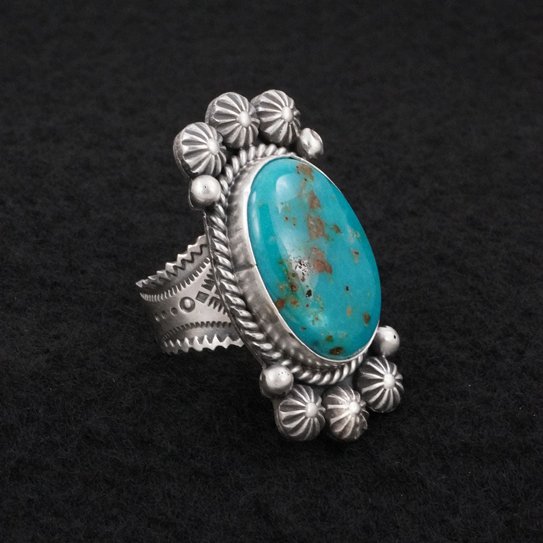 Michael Calladitto Turquoise & Sterling Silver Ring Size 7
