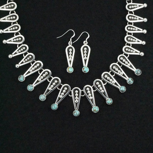 Jonathan Nez Turquoise & Sterling Silver Necklace & Earrings Set