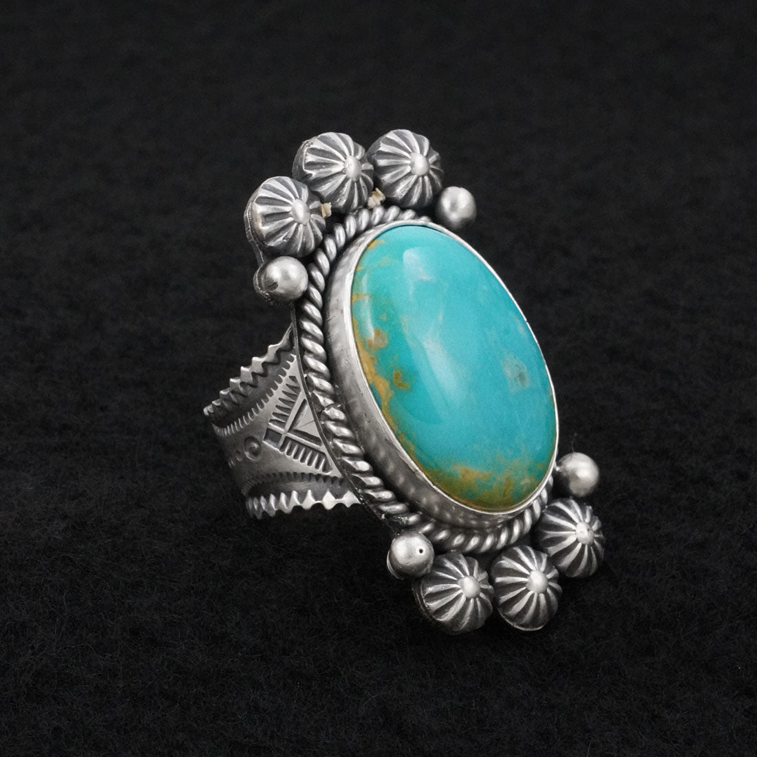 Michael Calladitto Turquoise & Sterling Silver Ring Size 8