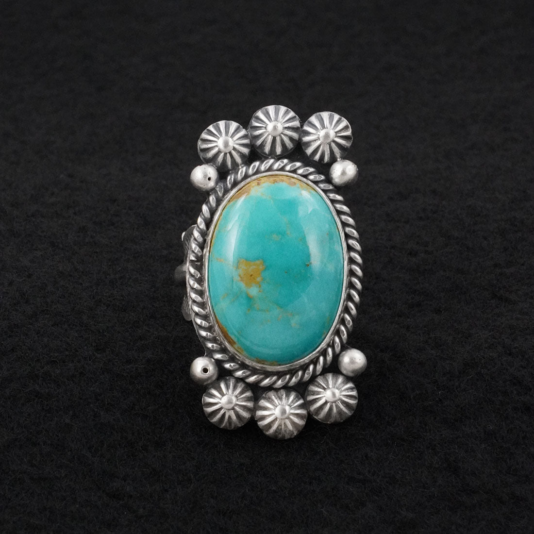 Michael Calladitto Turquoise & Sterling Silver Ring Size 7.5