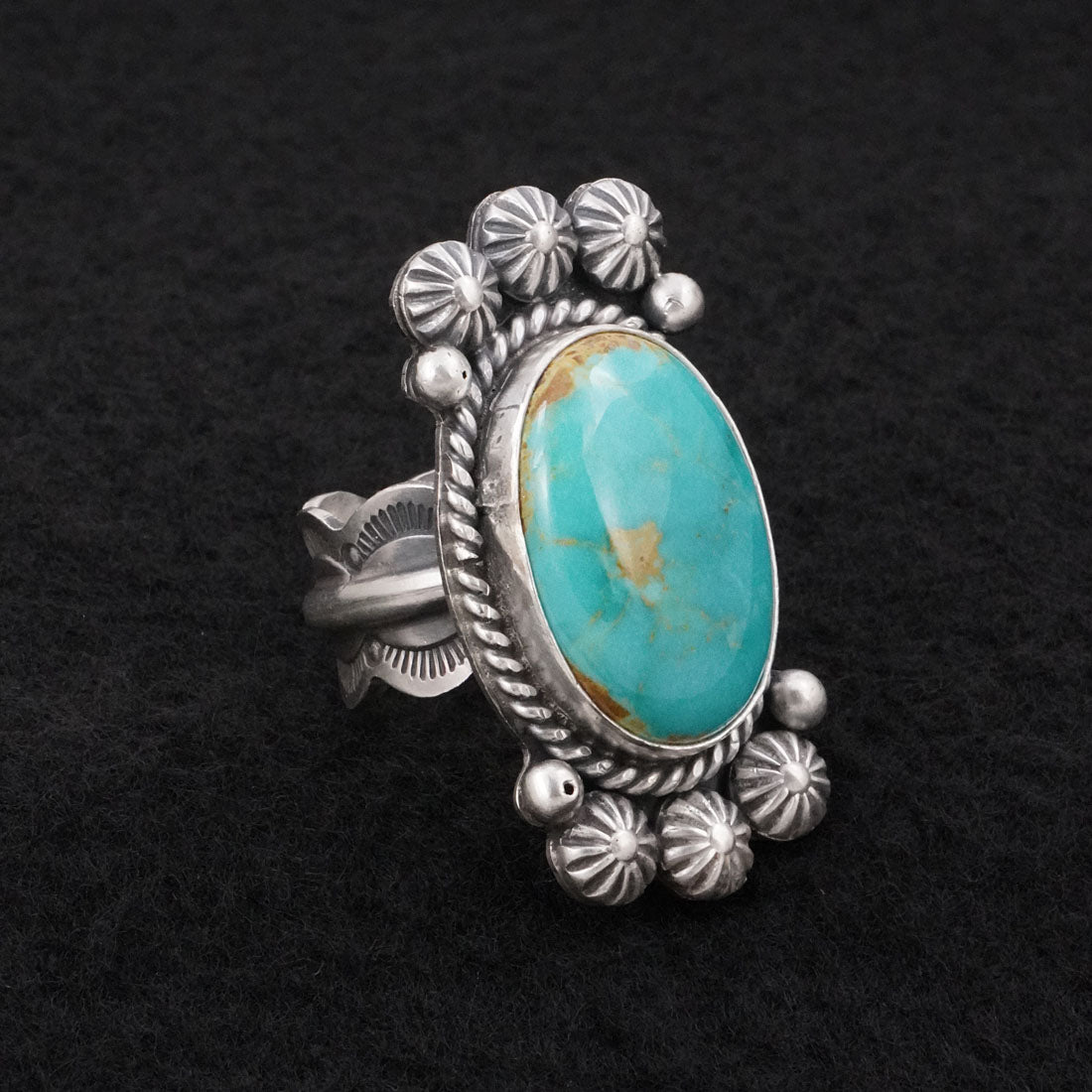 Michael Calladitto Turquoise & Sterling Silver Ring Size 7.5