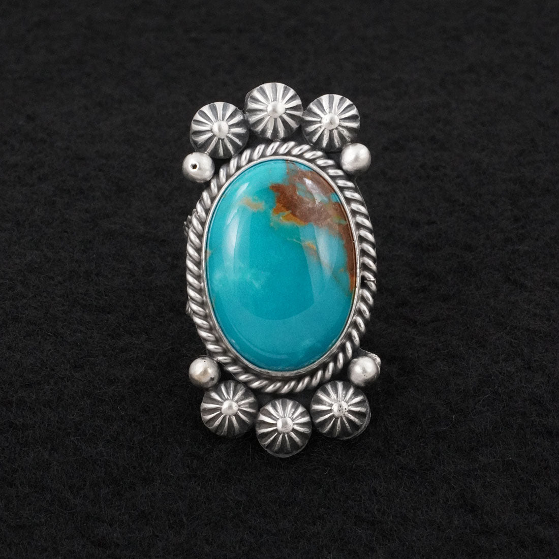Michael Calladitto Turquoise & Sterling Silver Ring Size 7.5