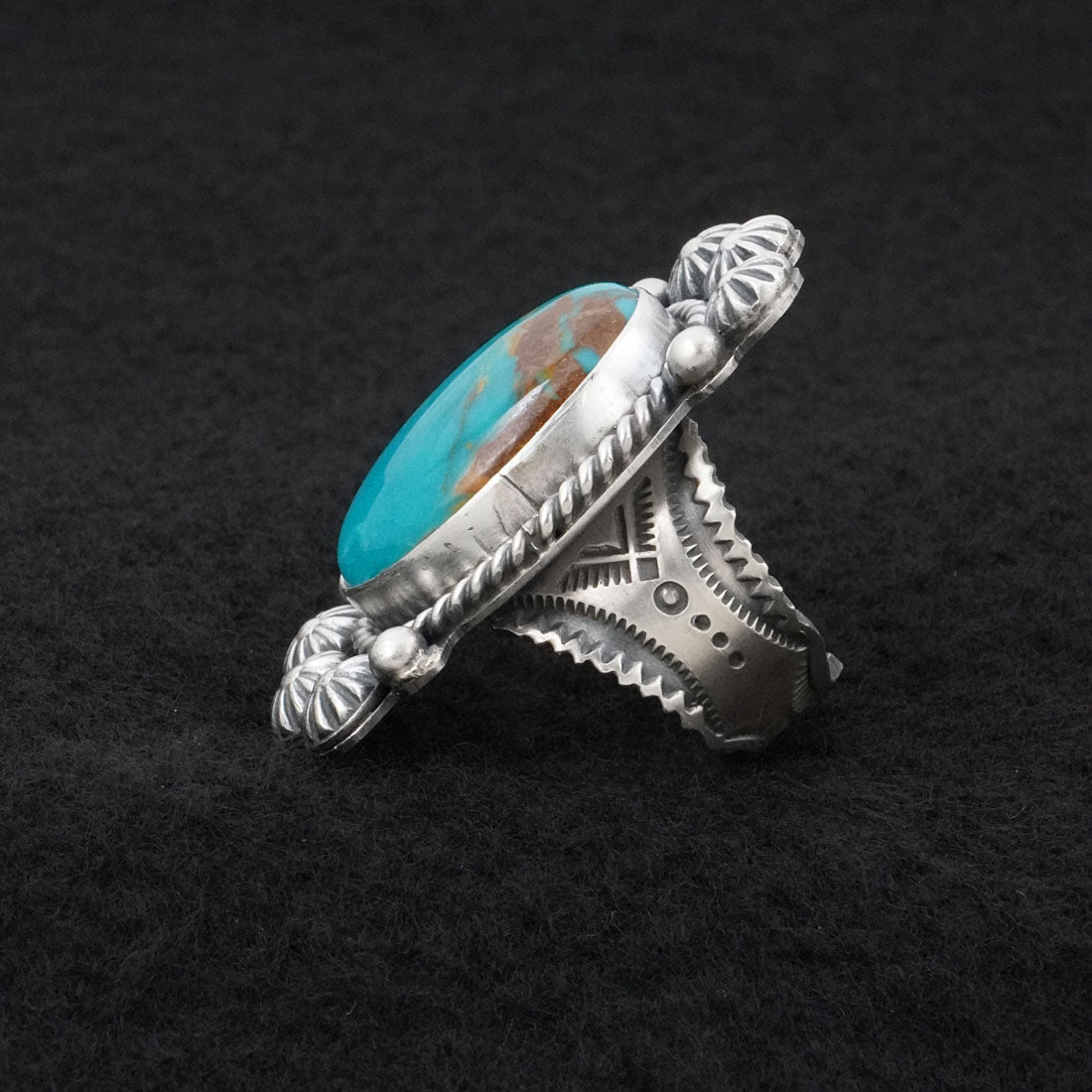 Michael Calladitto Turquoise & Sterling Silver Ring Size 7.5