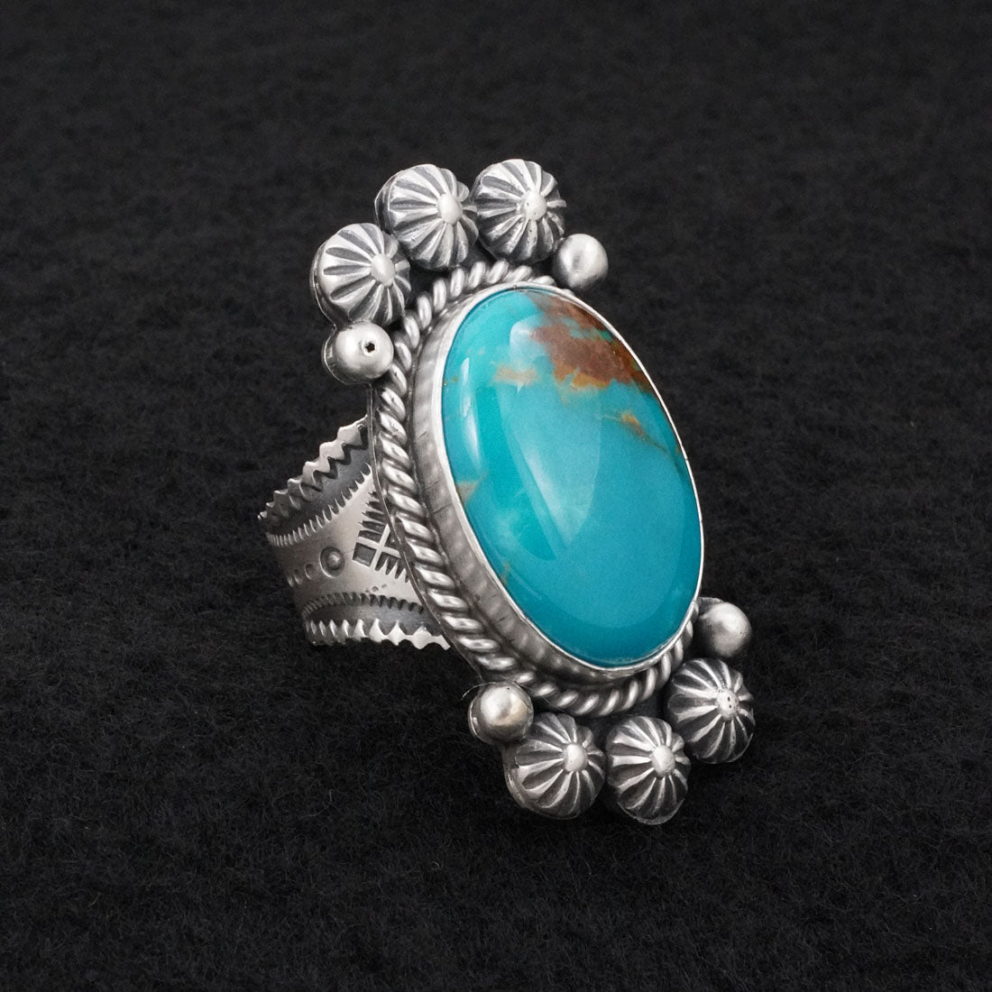 Michael Calladitto Turquoise & Sterling Silver Ring Size 7.5