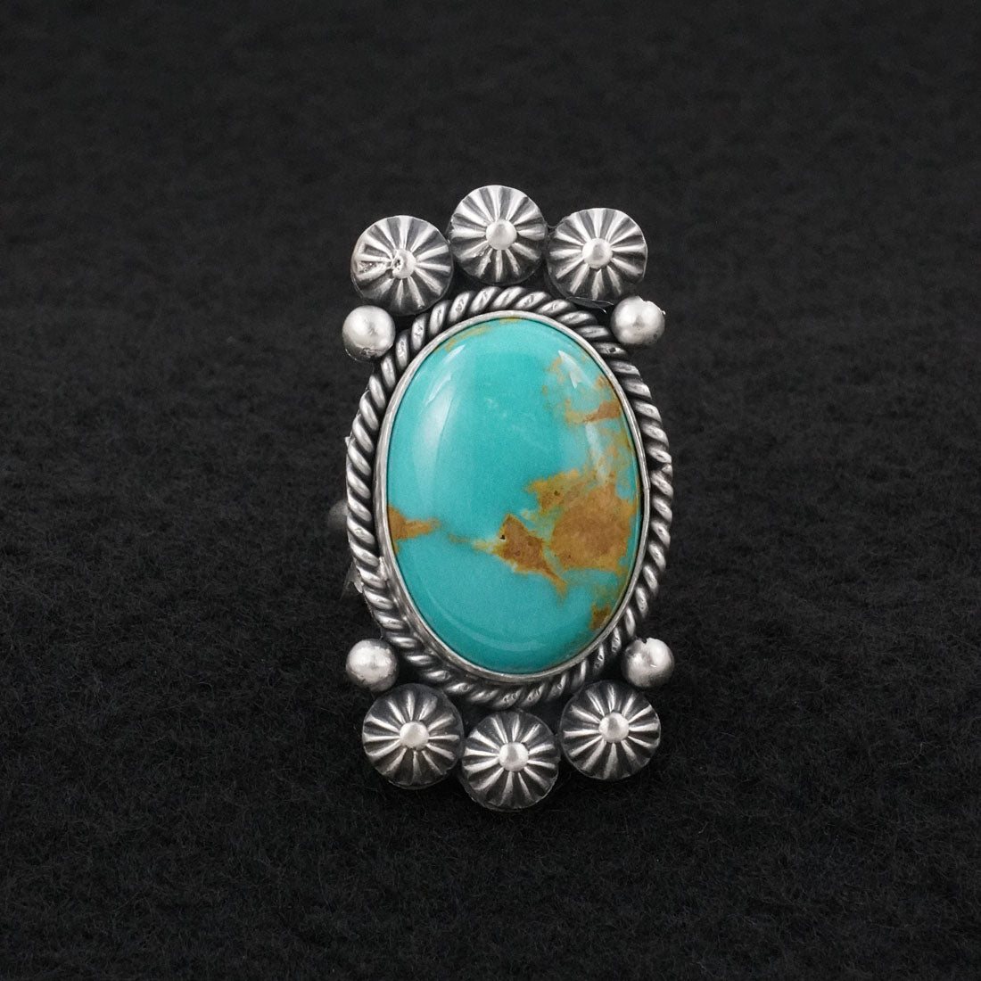 Michael Calladitto Turquoise & Sterling Silver Ring Size 7