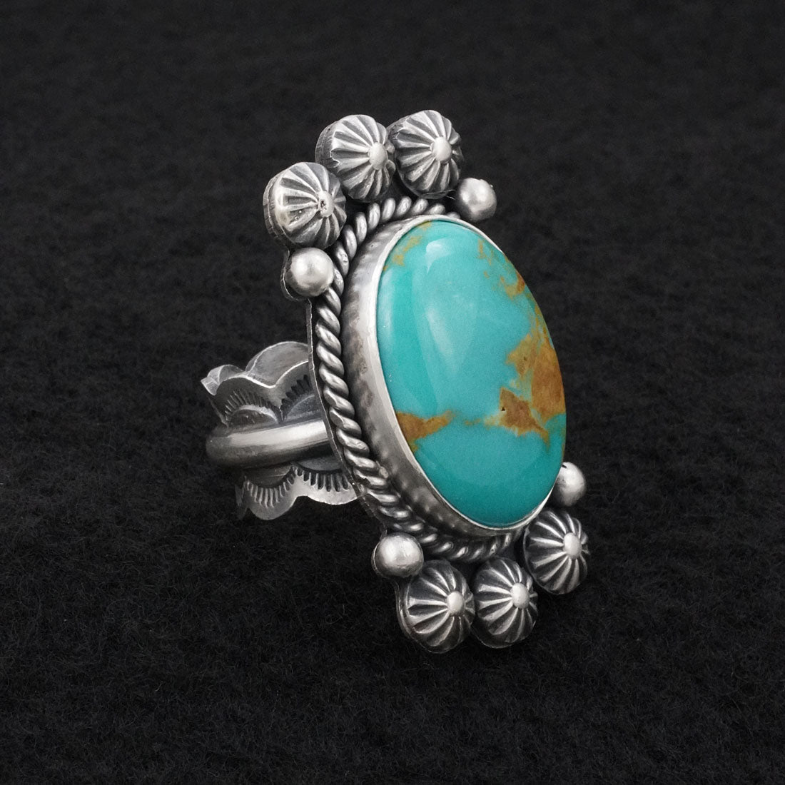 Michael Calladitto Turquoise & Sterling Silver Ring Size 7
