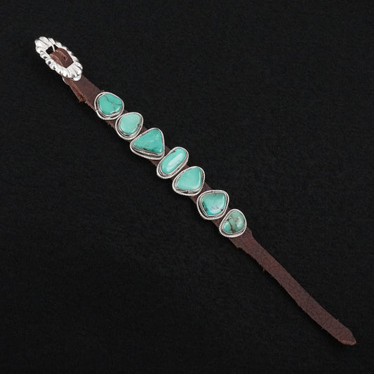 Marlene Ramone Turquoise, Sterling Silver & Leather Bracelet