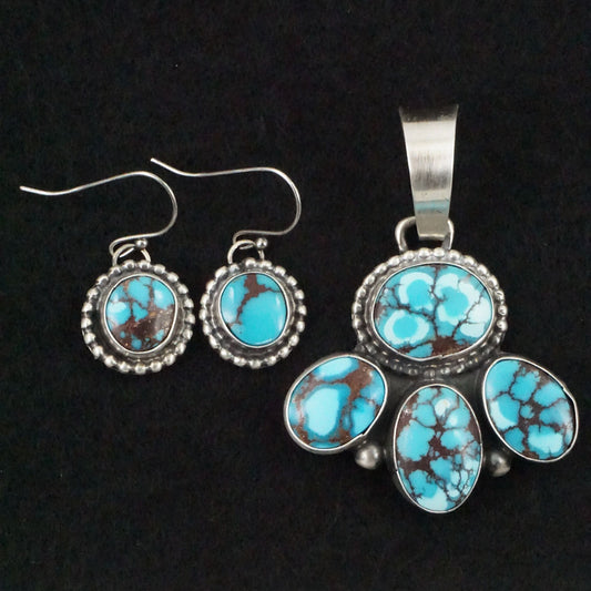 Bobby Johnson Turquoise & Sterling Silver Earrings & Pendant