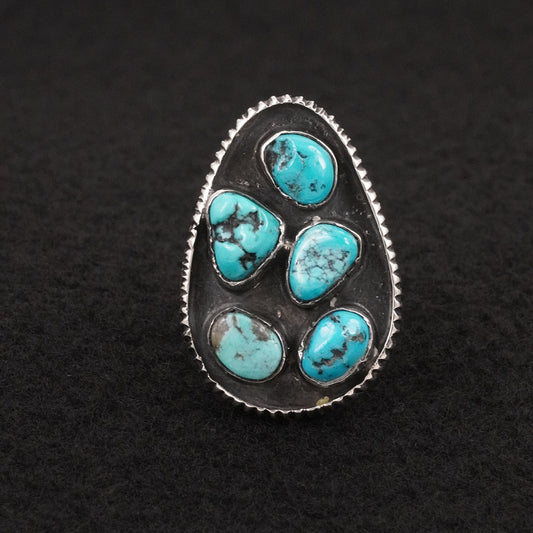Delbert Arviso Turquoise & Sterling Silver Ring Size 7