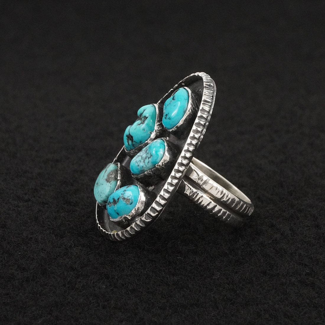 Delbert Arviso Turquoise & Sterling Silver Ring Size 7