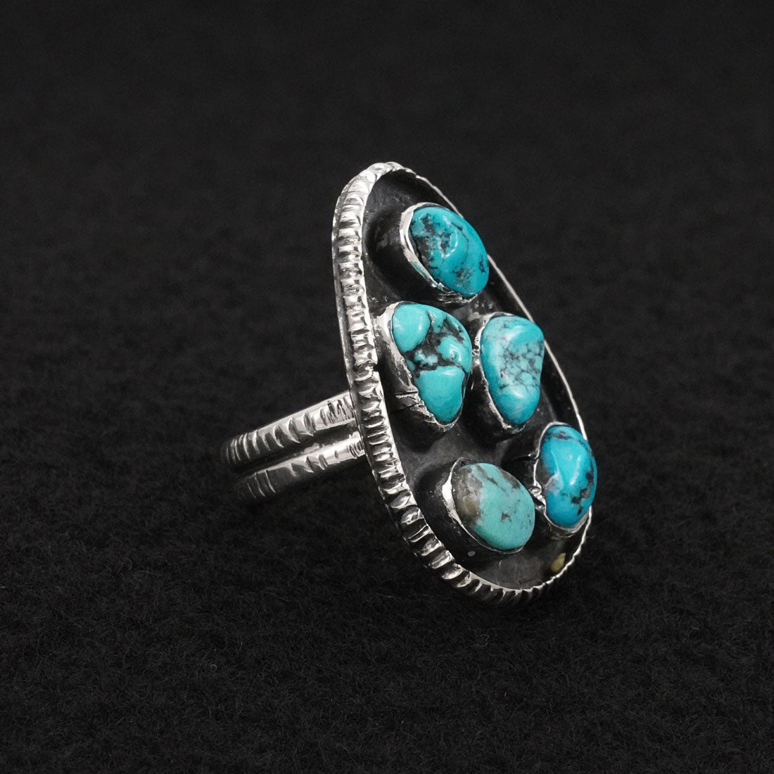 Delbert Arviso Turquoise & Sterling Silver Ring Size 7