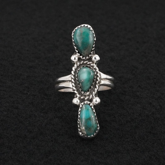 Priscilla Reeder Turquoise & Sterling Silver Ring Size 7.5