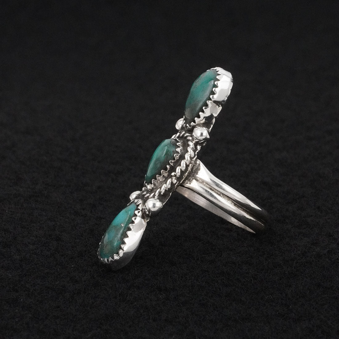 Priscilla Reeder Turquoise & Sterling Silver Ring Size 7.5