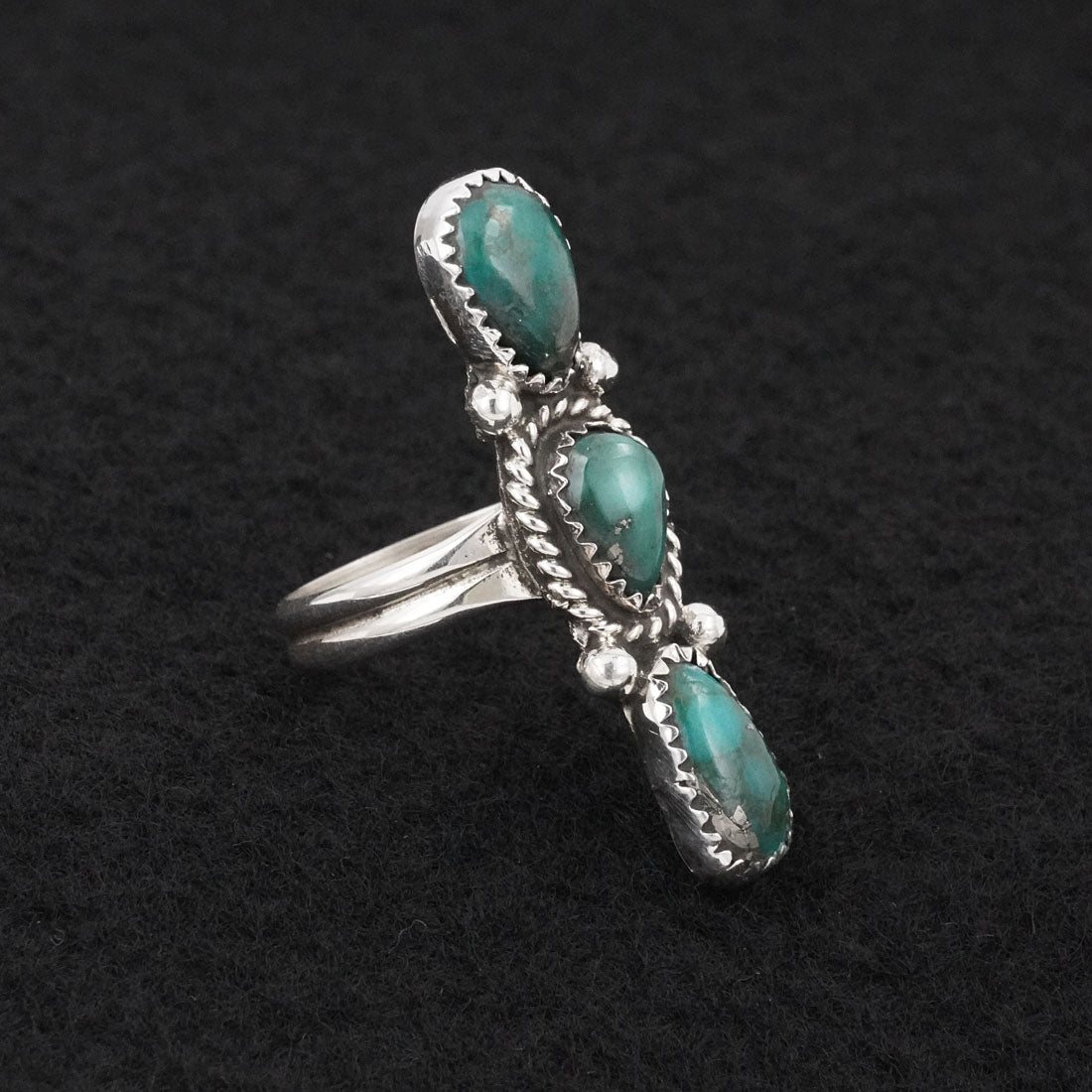 Priscilla Reeder Turquoise & Sterling Silver Ring Size 7.5
