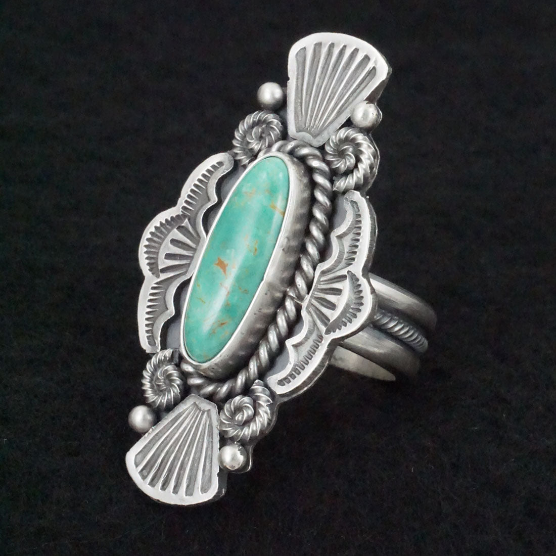 Michael Calladitto Turquoise & Sterling Silver Ring Size 10