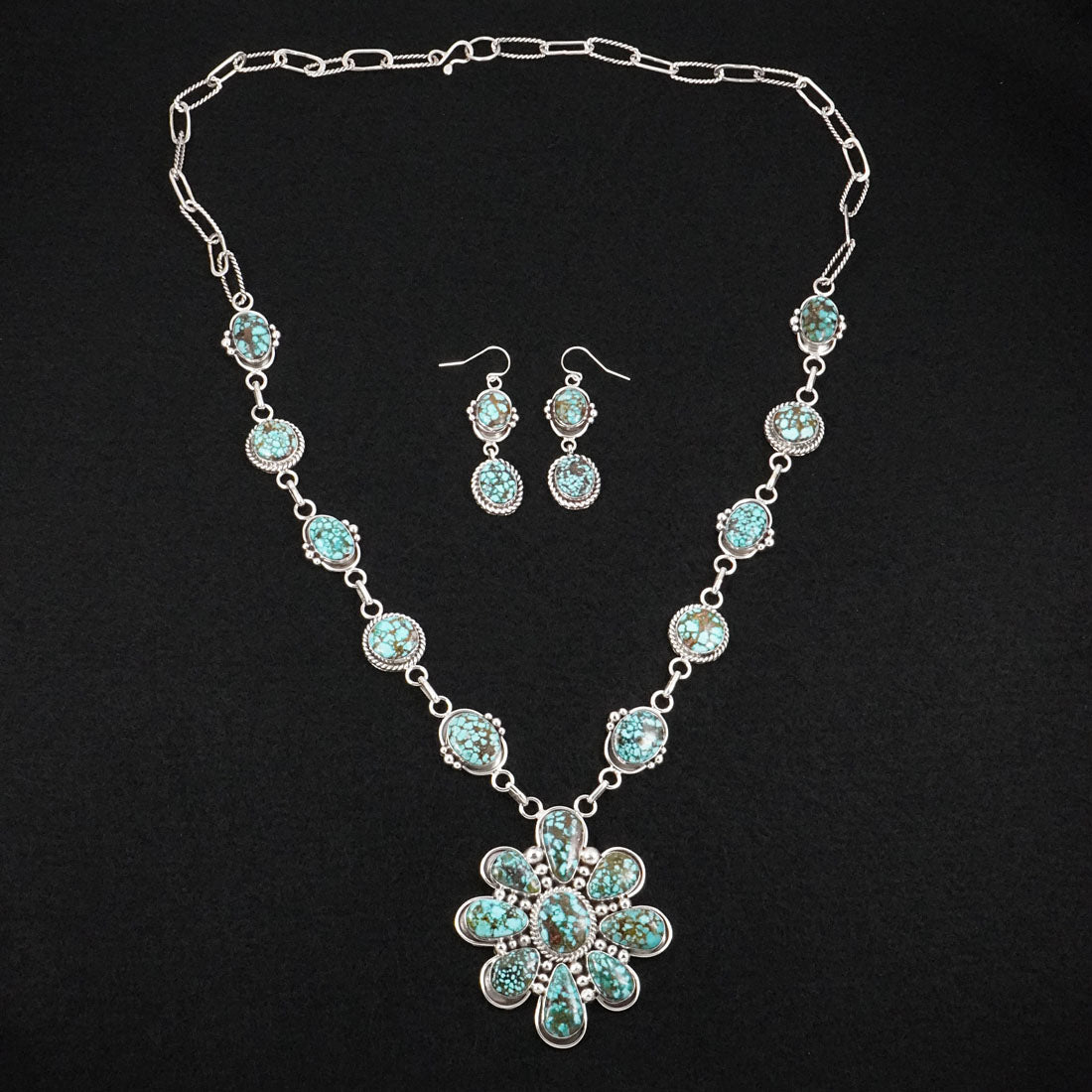 Anthony Brown Turquoise & Sterling Silver Necklace Set