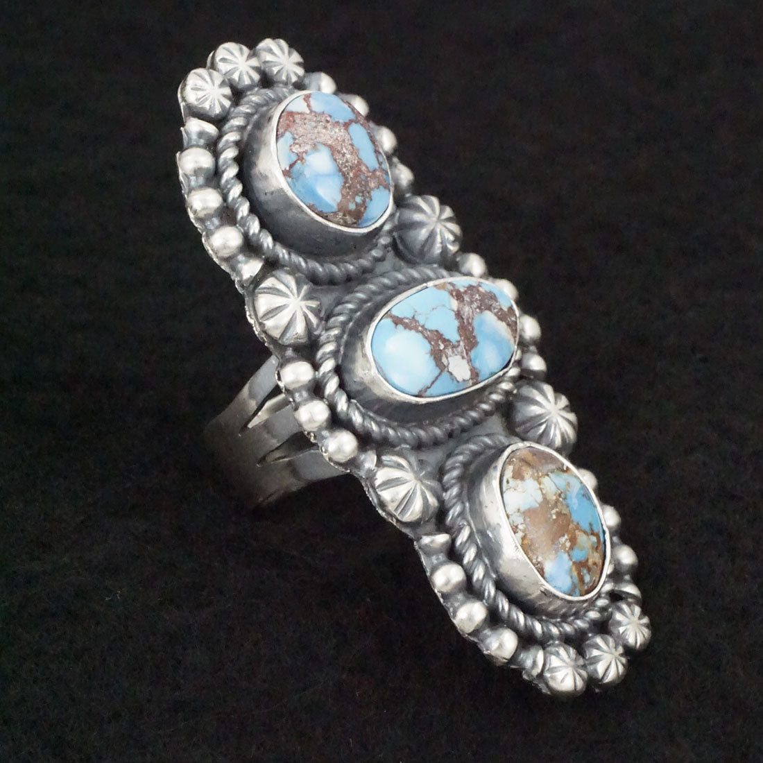 Jeff James Turquoise & Sterling Silver Ring Size 8