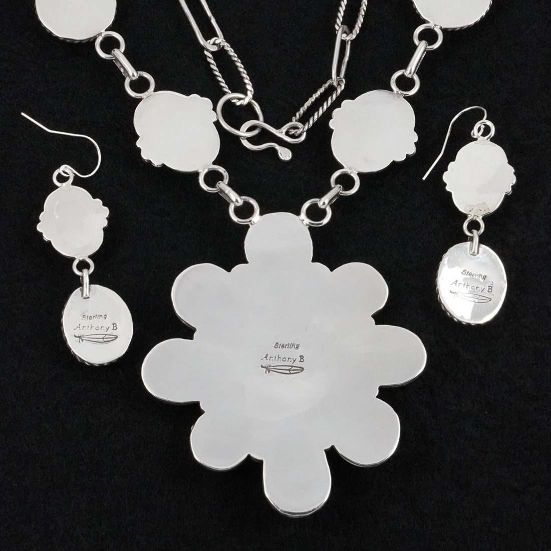 Anthony Brown Turquoise & Sterling Silver Necklace Set