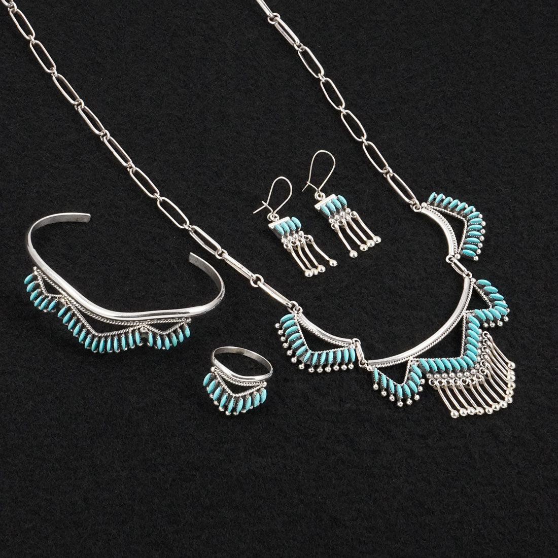 Stewart Nakatwewa Turquoise & Sterling Silver Necklace Set
