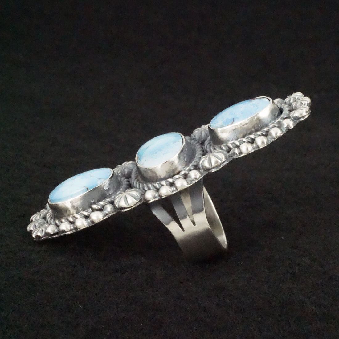 Jeff James Turquoise & Sterling Silver Ring Size 8