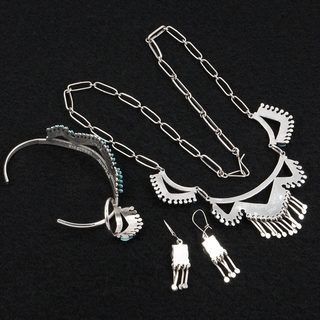 Stewart Nakatwewa Turquoise & Sterling Silver Necklace Set