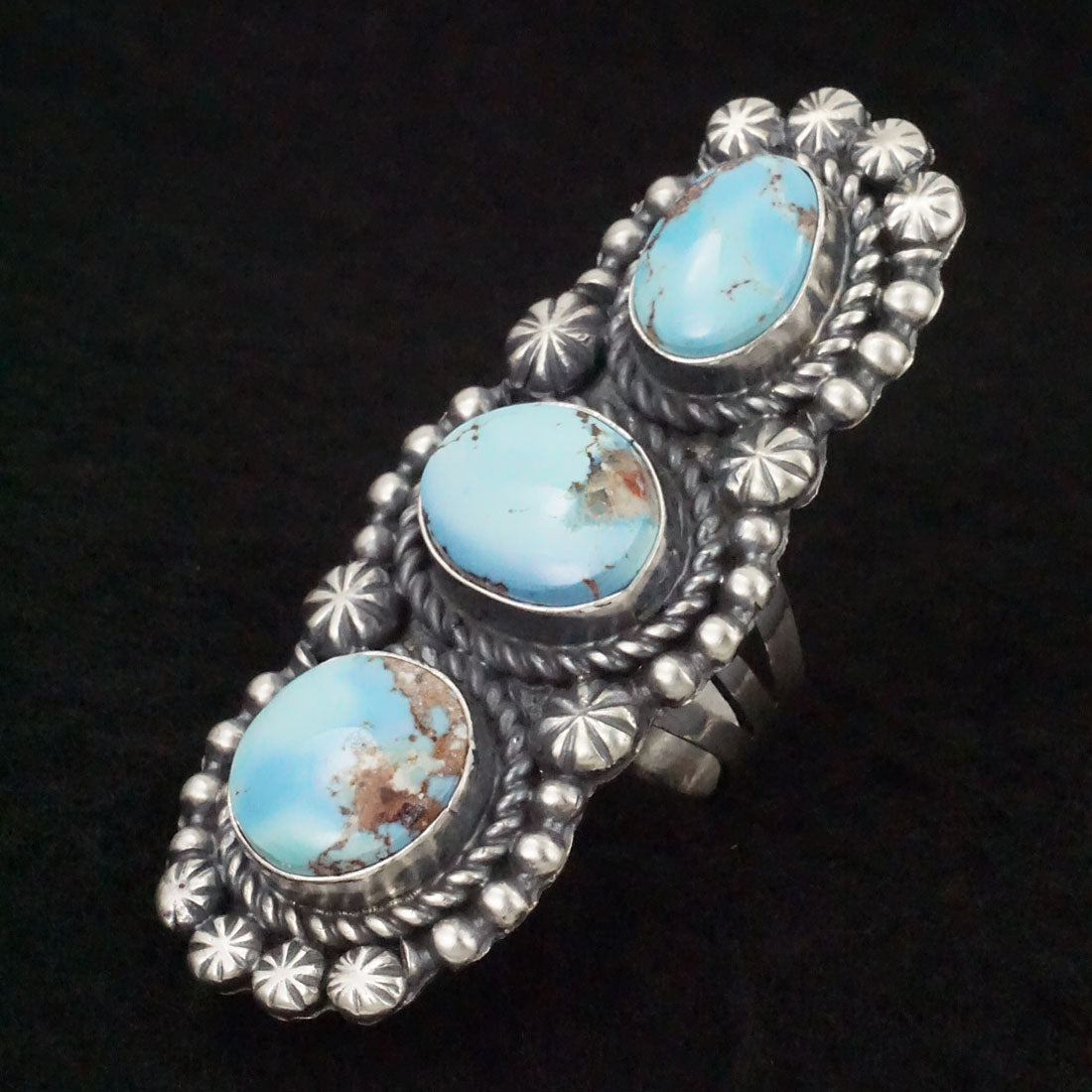 Jeff James Turquoise & Sterling Silver Ring Size 7