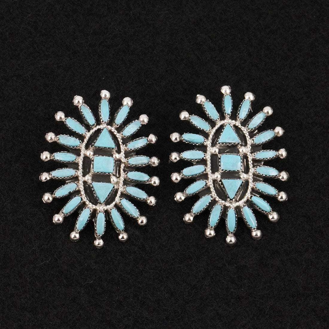 Evonne Hustito Turquoise & Sterling Silver Squash Blossom Set
