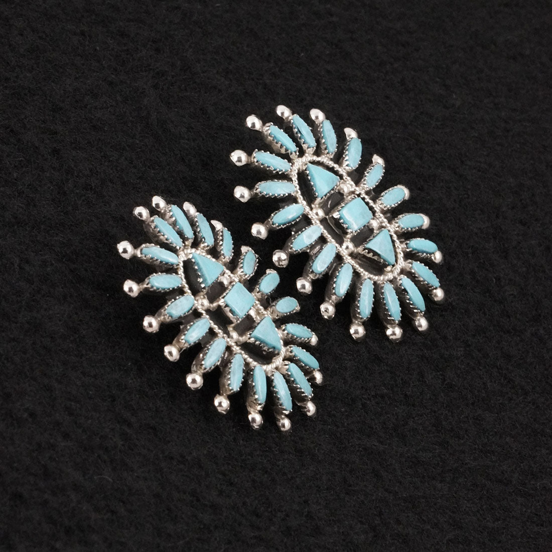 Evonne Hustito Turquoise & Sterling Silver Squash Blossom Set