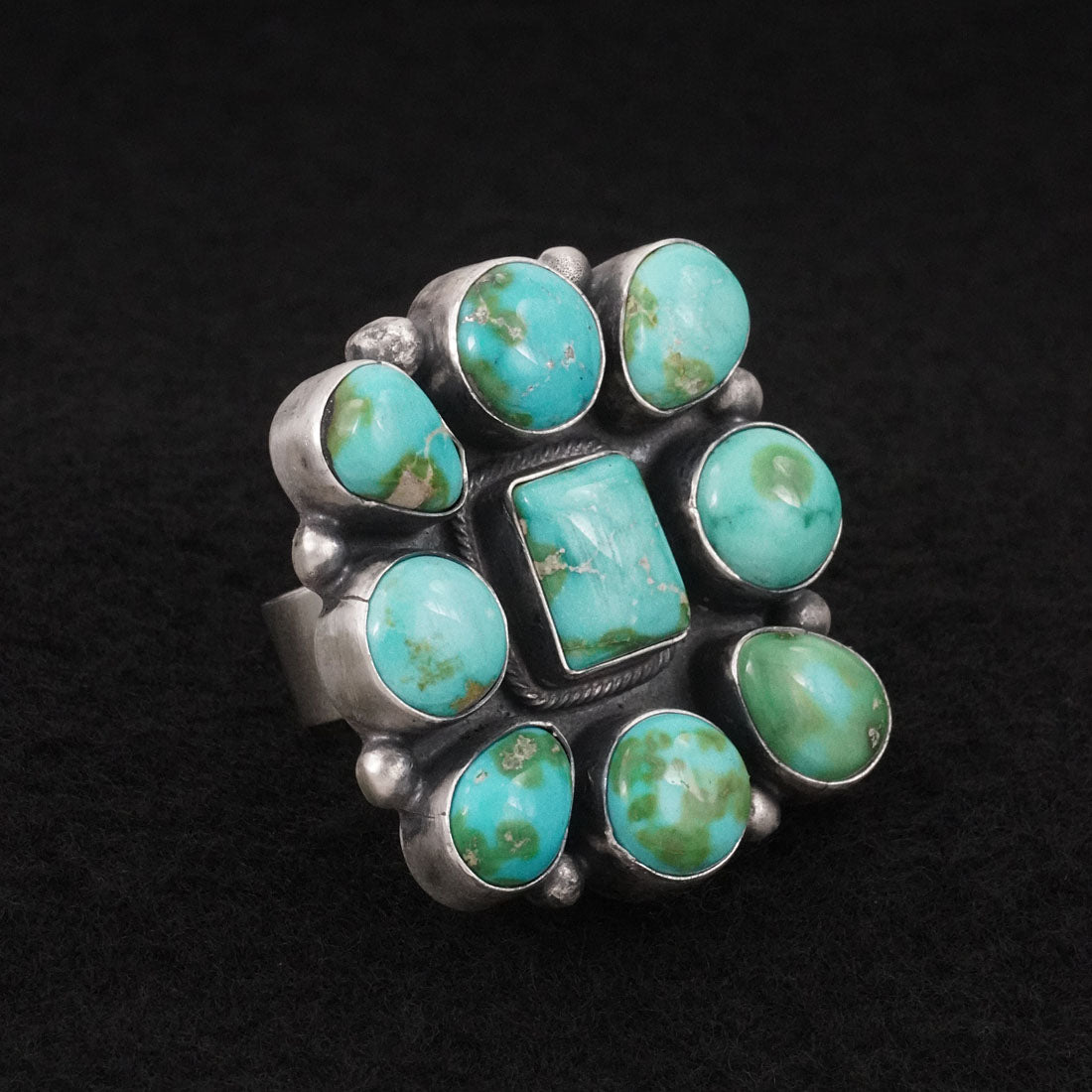 Bobby Johnson Turquoise & Sterling Silver Ring Size 9
