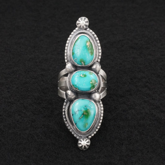 Bobby Johnson Turquoise & Sterling Silver Ring Size 8