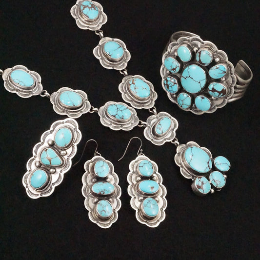 Bobby Johnson Turquoise & Sterling Silver Necklace Set