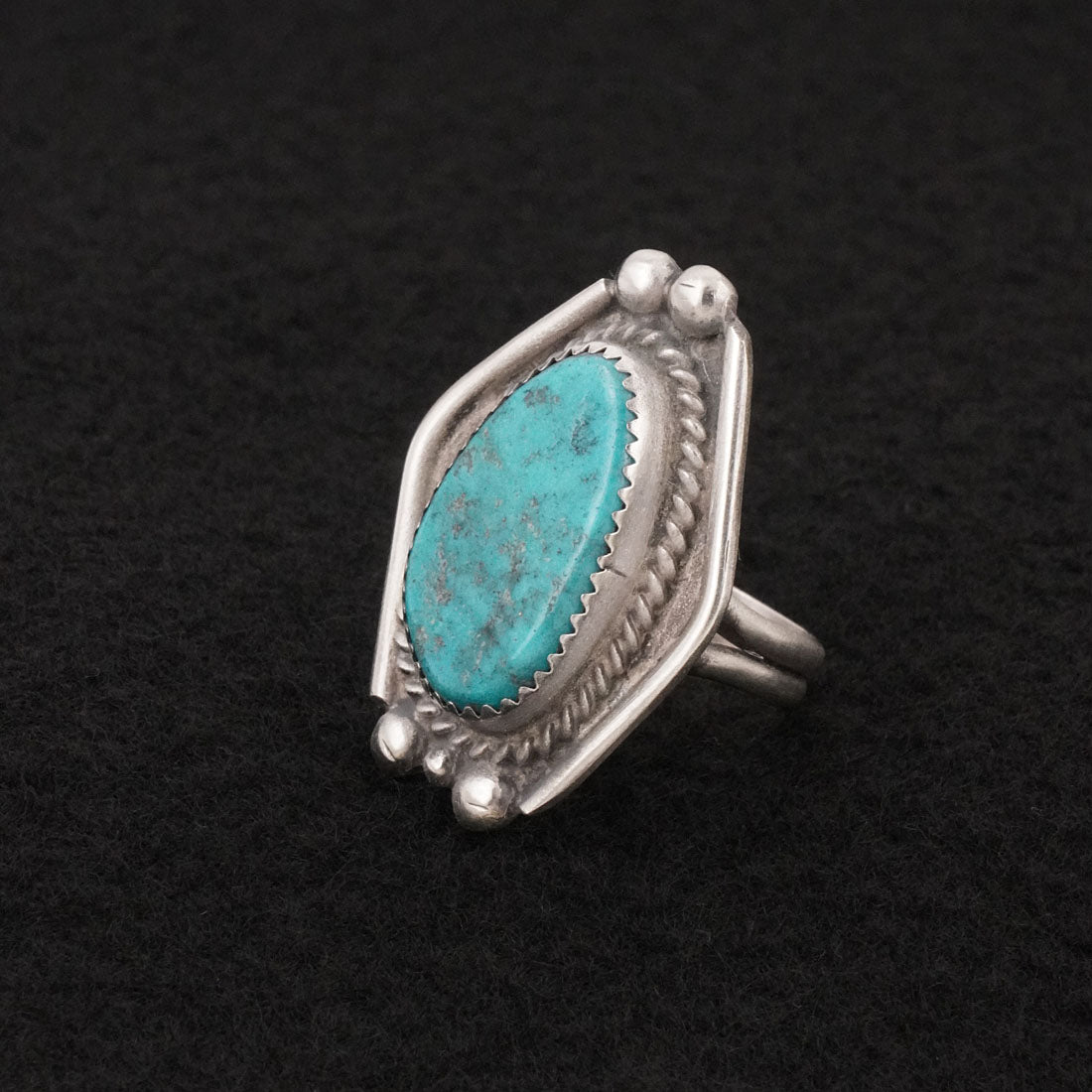 Leslie Nez Turquoise & Sterling Silver Ring Size 7.5
