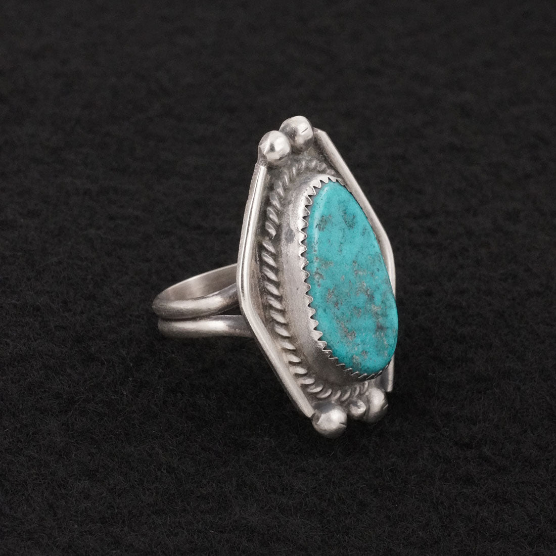 Leslie Nez Turquoise & Sterling Silver Ring Size 7.5
