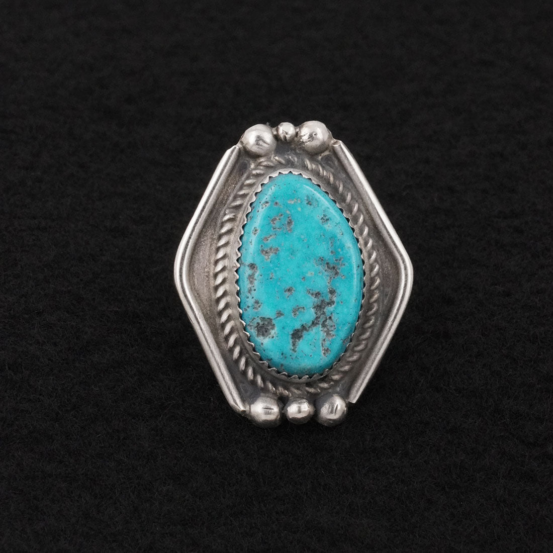 Leslie Nez Turquoise & Sterling Silver Ring Size 6.75